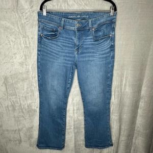 American Eagle Jeans Womens 14 Short Blue Kick Boot Denim Casual Mid Rise